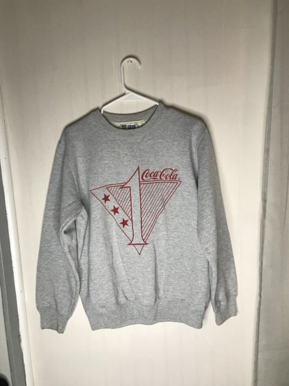 Vintage Enjoy Coca Cola Logo Coke Sweater Heavy weight gray Sz men Small - Picture 1 of 6